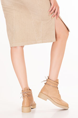 Gondol Kadın Hakiki Deri Günlük Postal Bot Whitney - Bej - 39