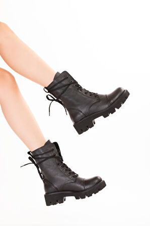 Gondol Kadın Hakiki Deri Kalın Taban Hafif Postal Weronica - Siyah - 37