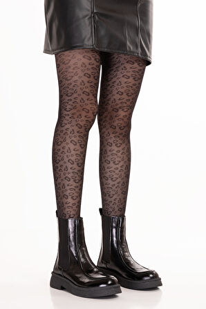 Gondol Kadın Hakiki Deri Yanları Lastikli Şık Bot Wylda - siyah rugan - 36