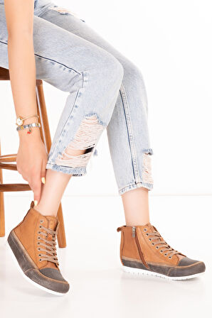 Gondol Hakiki Deri Günlük Hafif Günlük Bot Zenia - Taba - 36