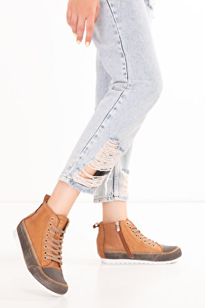 Gondol Hakiki Deri Günlük Hafif Günlük Bot Zenia - Taba - 37