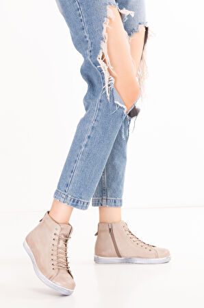 Gondol Hakiki Deri Günlük Hafif Yumuşak Spor Bot Zetia - Vizon - 36