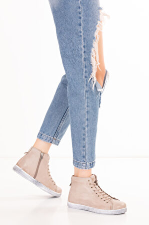 Gondol Hakiki Deri Günlük Hafif Yumuşak Spor Bot Zetia - Vizon - 40