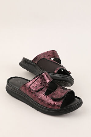 Gondol Hakiki Deri Kemik Çıkıntısına Özel Rahat Terlik irm.173 - Bordo - 39