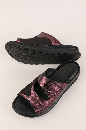 Gondol Hakiki Deri Kemik Çıkıntısına Özel Rahat Terlik irm.173 - Bordo - 39