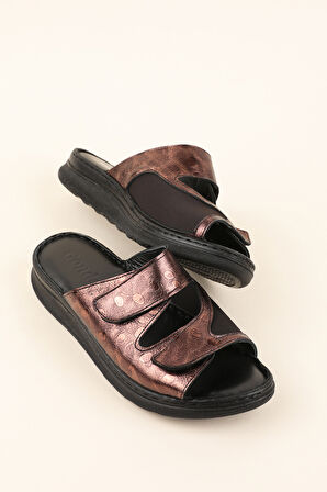 Gondol Hakiki Deri Kemik Çıkıntısına Özel Rahat Terlik irm.173 - Taba - 37