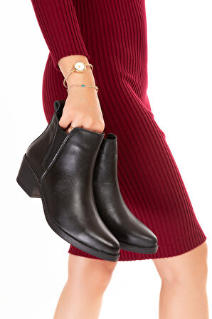 Gondol Hakiki Deri Günlük Şık Bot Ozelina - Siyah - 41