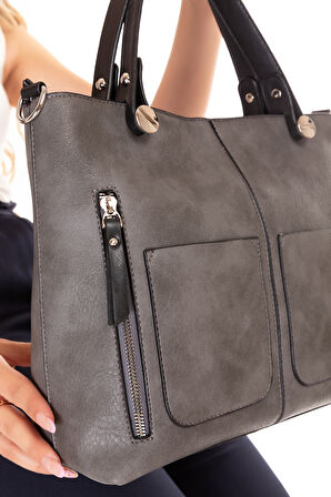 Gondol Kadın Şık El ve Omuz Çantası ars.930 - Gri - TEK EBAT