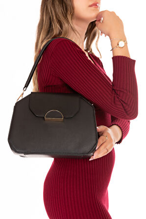 Gondol Kadın Şık El ve Omuz Çantası ars.2525 - Siyah - TEK EBAT