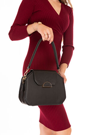 Gondol Kadın Şık El ve Omuz Çantası ars.2525 - Siyah - TEK EBAT