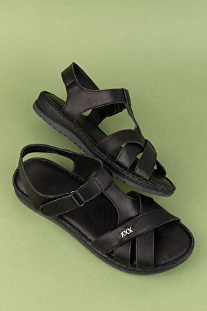 Gondol Hakiki Deri  Rahat Günlük Sandalet asy.710 - Siyah - 41