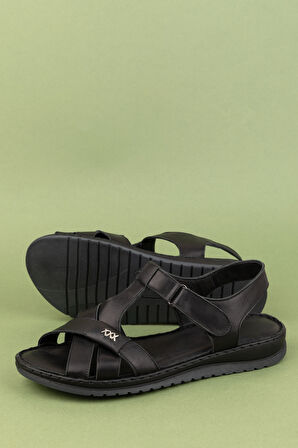 Gondol Hakiki Deri  Rahat Günlük Sandalet asy.710 - Siyah - 41