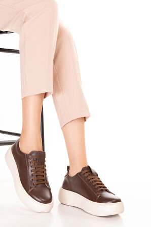 Gondol Hakiki Deri Anatomik Taban Spor Ayakkabı Alessandora - Kahverengi - 36