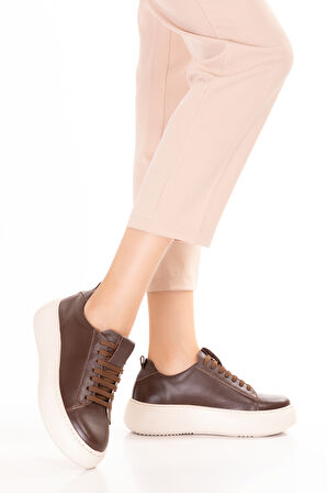 Gondol Hakiki Deri Anatomik Taban Spor Ayakkabı Alessandora - Kahverengi - 36