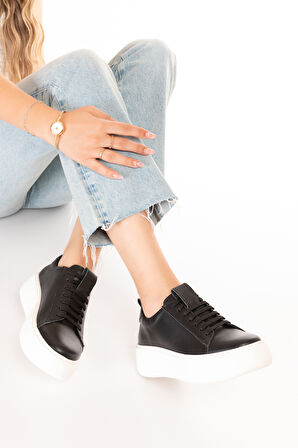 Gondol Hakiki Deri Anatomik Taban Spor Ayakkabı Alessandora - Siyah B.T. - 41