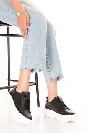 Gondol Hakiki Deri Anatomik Taban Spor Ayakkabı Alessandora - Siyah B.T. - 41