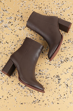 Gondol Kadın Klasik Topuklu Ofis Botu mad.1350 - Kahverengi - 36