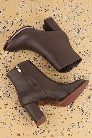 Gondol Kadın Klasik Topuklu Ofis Botu mad.1350 - Kahverengi - 36