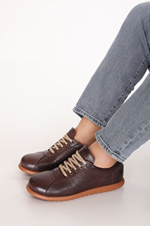 Gondol Içi Dışı Hakiki Deri Günlük Rahat Casual Ayakkabı Pelotaz - Kahverengi - 45