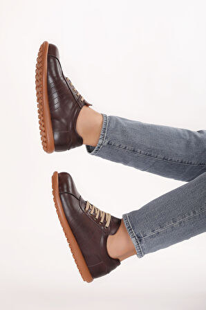 Gondol Içi Dışı Hakiki Deri Günlük Rahat Casual Ayakkabı Pelotaz - Kahverengi - 45