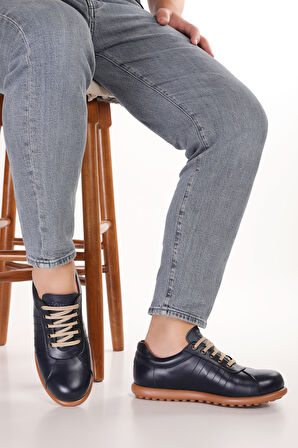 Gondol Içi Dışı Hakiki Deri Günlük Rahat Casual Ayakkabı Pelotaz - Lacivert - 43