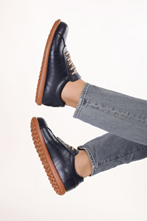 Gondol Içi Dışı Hakiki Deri Günlük Rahat Casual Ayakkabı Pelotaz - Lacivert - 45