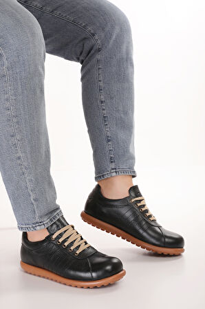 Gondol Içi Dışı Hakiki Deri Günlük Rahat Casual Ayakkabı Pelotaz - Siyah - 45