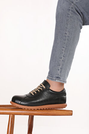 Gondol Içi Dışı Hakiki Deri Günlük Rahat Casual Ayakkabı Pelotaz - Siyah - 45