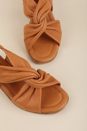 Gondol Hakiki Deri Topuklu Klasik Günlük Sandalet ez.2213ms Taba
