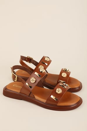 Gondol Hakiki Deri Vaketa Tarzı Günlük Sandalet crm.252 Taba