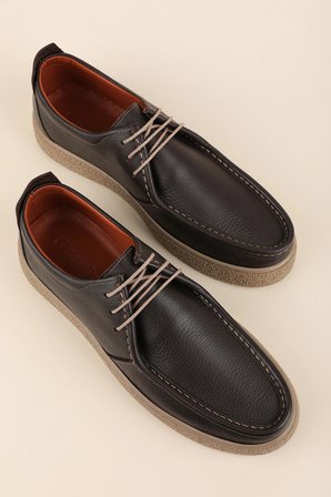 Gondol Erkek Hakiki Deri Casual Derby Ayakkabı (Moc-Toe) cz.102 Kahverengi