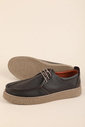Gondol Erkek Hakiki Deri Casual Derby Ayakkabı (Moc-Toe) cz.102 Kahverengi