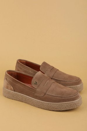 Gondol Erkek Hakiki Deri Casual Flötr Ayakkabı (Moc-Toe) cz.464 Kum