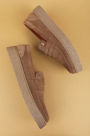 Gondol Erkek Hakiki Deri Casual Flötr Ayakkabı (Moc-Toe) cz.464 Kum