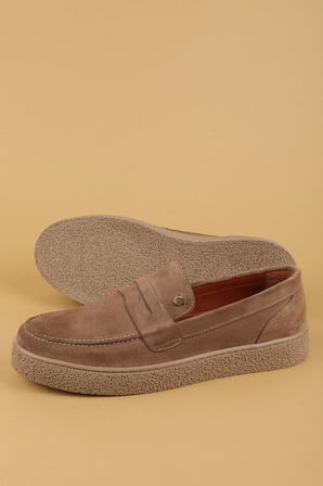 Gondol Erkek Hakiki Deri Casual Flötr Ayakkabı (Moc-Toe) cz.464 Kum