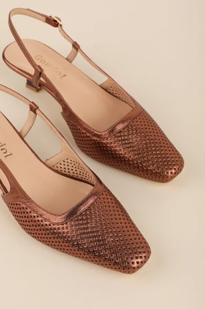 Gondol Kadın Hakiki Deri İnce Stiletto Topuklu Ayakkabı brgl.6136 Bakır