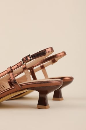 Gondol Kadın Hakiki Deri İnce Stiletto Topuklu Ayakkabı brgl.6136 Bakır