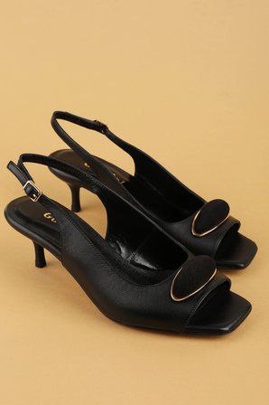 Gondol Kadın Hakiki Deri İnce Stiletto Topuklu Abiye Ayakkabı brgl.6153 Siyah