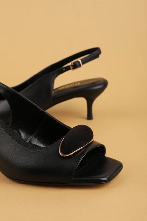 Gondol Kadın Hakiki Deri İnce Stiletto Topuklu Abiye Ayakkabı brgl.6153 Siyah