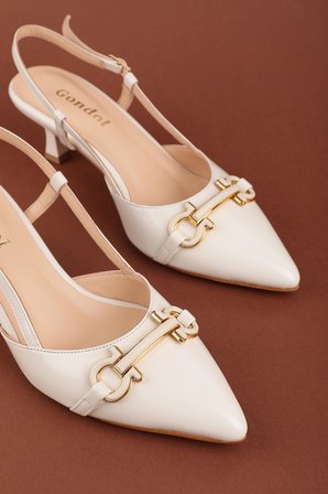 Gondol Kadın Hakiki Deri İnce Stiletto Topuklu Abiye Ayakkabı brgl.5793 Bej