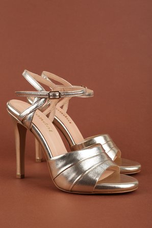 Gondol Kadın Hakiki Deri İnce Stiletto Topuklu Abiye Ayakkabı brgl.4609 Gold
