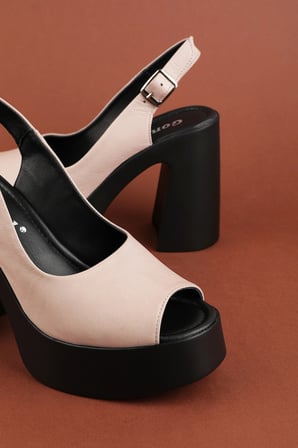 Gondol Hakiki Deri Platform Taban Topuklu Sandalet pkr.66005 Buz Gri