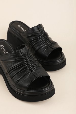 Gondol Hakiki Deri Platform Taban Terlik pkr.64023 Siyah