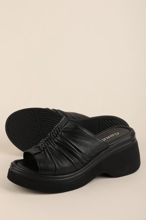 Gondol Hakiki Deri Platform Taban Terlik pkr.64023 Siyah