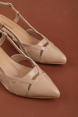 Gondol Kadın Hakiki Deri İnce Stiletto Topuklu Abiye Ayakkabı ast.6870 vizon rugan
