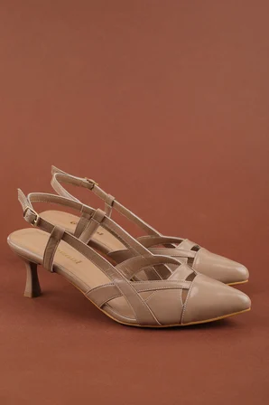 Gondol Kadın Hakiki Deri İnce Stiletto Topuklu Abiye Ayakkabı ast.6870 vizon rugan
