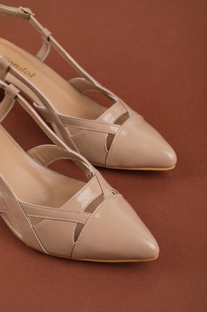 Gondol Kadın Hakiki Deri İnce Stiletto Topuklu Abiye Ayakkabı ast.6870 vizon rugan