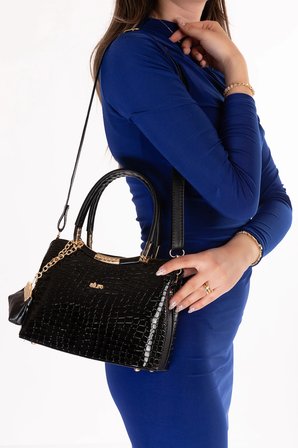 Gondol Kadın Küçük Modern El Çantası ald.4276 Siyah Croco