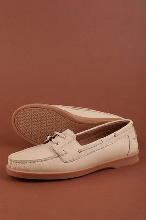 Hakiki Deri Kadın Günlük Loafer Ayakkabı esl.8007 Bej Cilt