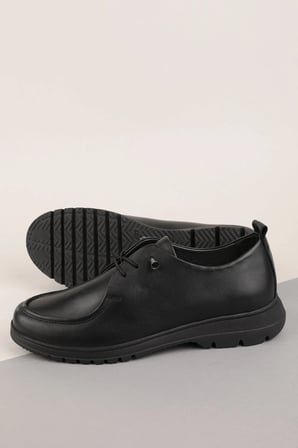 Gondol Hakiki Deri Golf Model Kadın Oxford Ayakkabı elnr.7046 Siyah